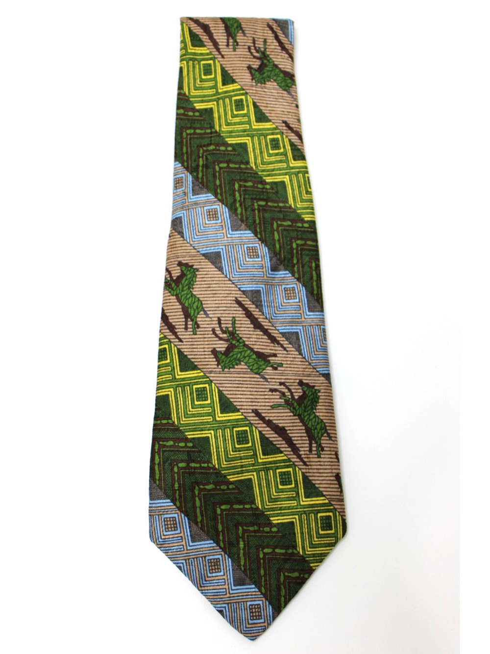 Vintage Wemlon by Wembley Tie Green Horse Rider Equestrian Poly Wide 4.5" MOD